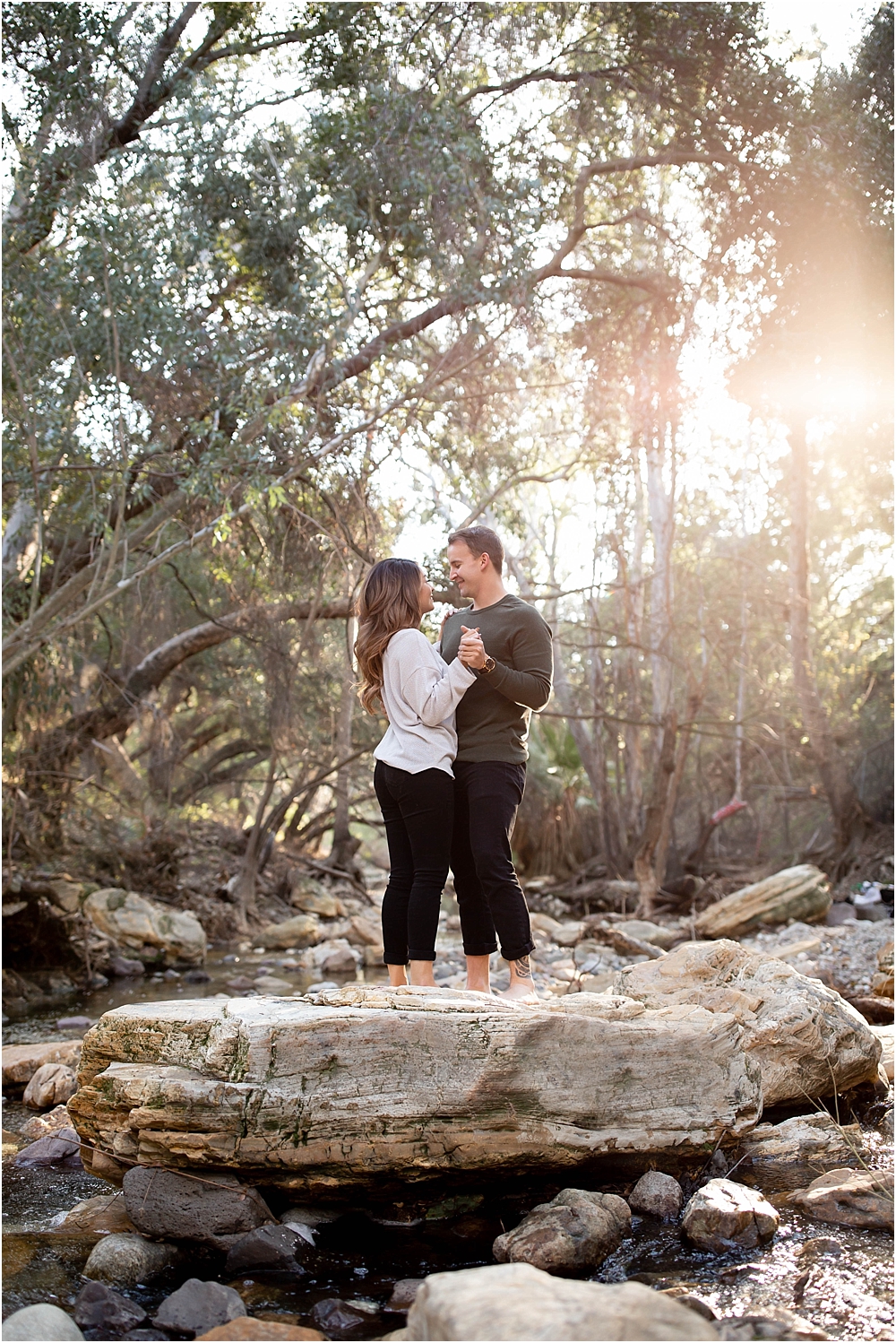 Engaged couple dancing