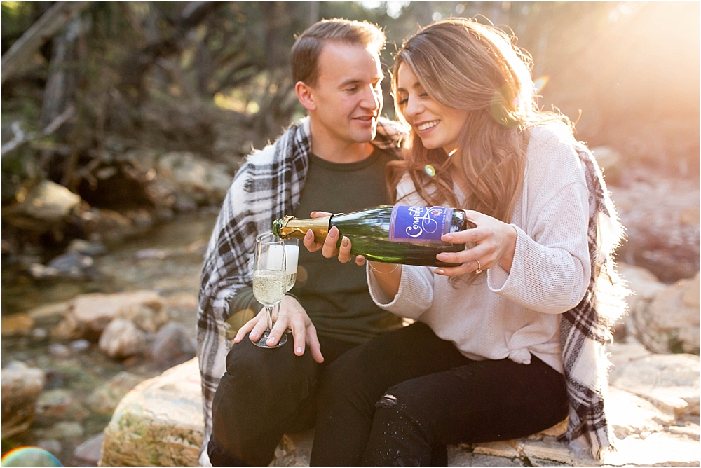 Champagne toast wilson creek engaged couple